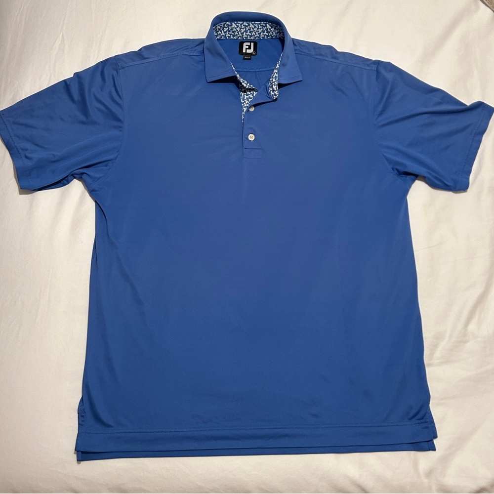 FootJoy FJ Men's Lightweight Golf Short Sleeve Polo in Blue Size Large EUC